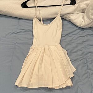 Elegant Cream Pleated Dress
